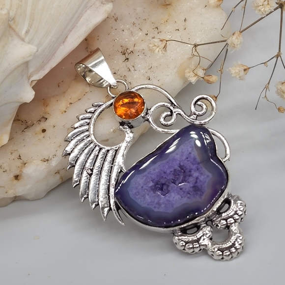 Beautiful Purple Agate StoneSilver Pendant - Picture 1 of 6